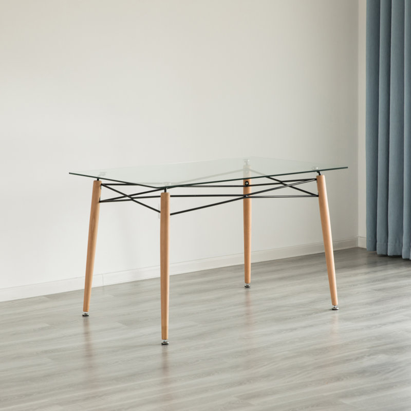 Juliona Beech Glass Top Dining Table