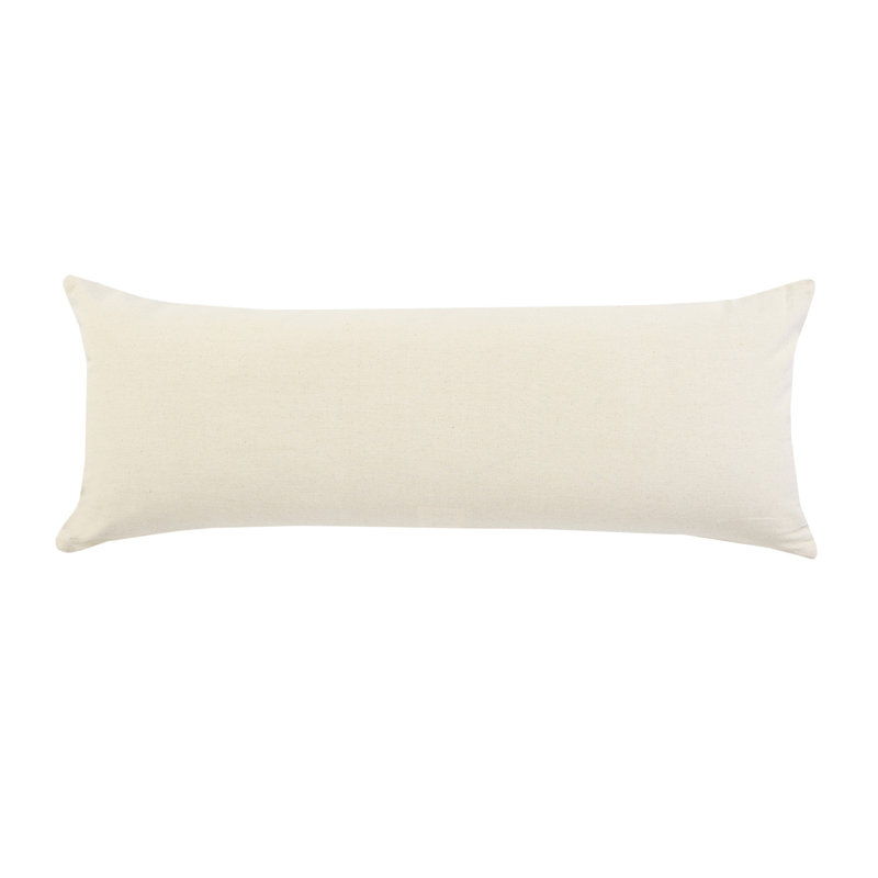 Black and Cream Striped Cotton Lumbar Pillow 14" x 36"
