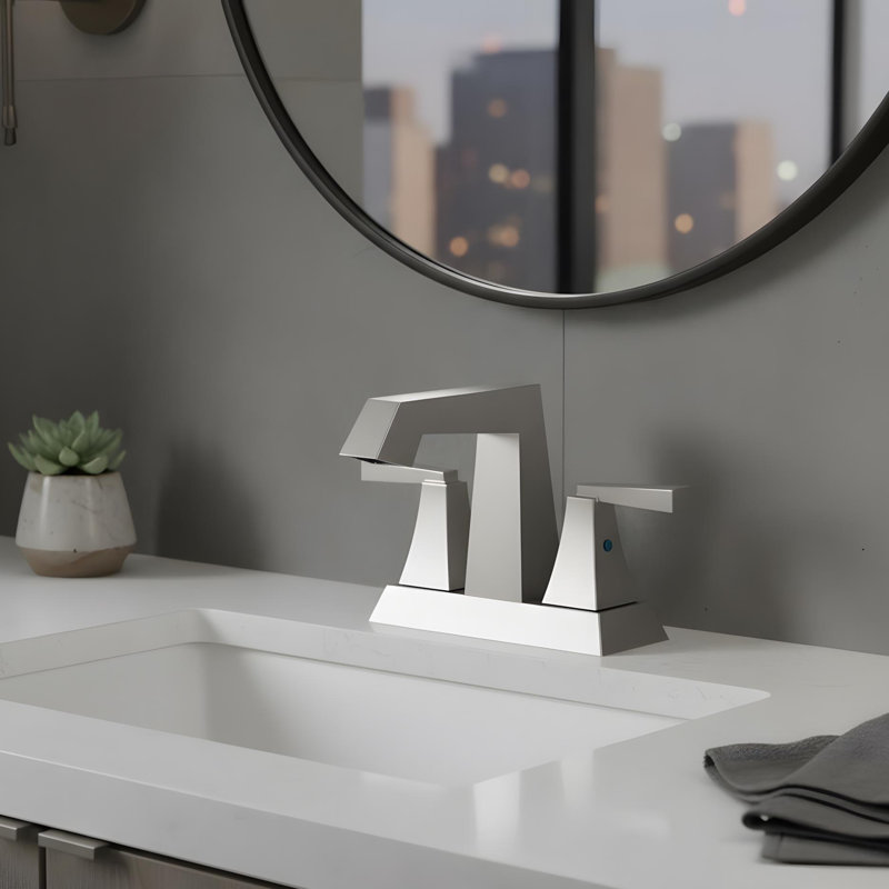 Modern Bathroom Sink Faucet with 2-Handle, Brushed Nickel