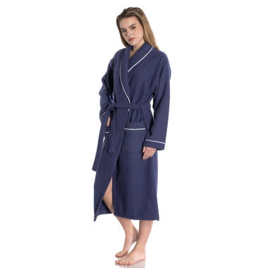 Pierson Cotton Blend Mid-Calf Bathrobe with Pockets and Hood