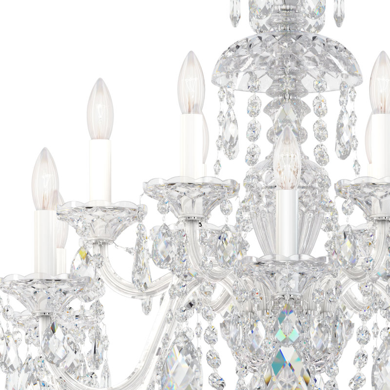 Sterling 12 - Light Glass Chandelier, Polished Silver, Swarovski Spectra