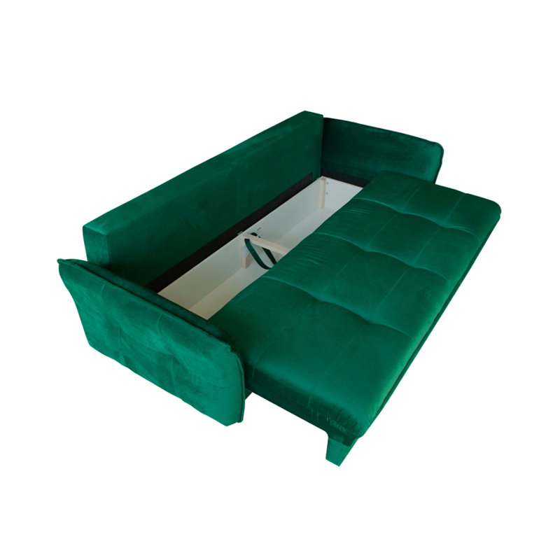 Canapé-lit à accoudoirs évasés 94,5 po avec coussins réversibles, Vert foncé