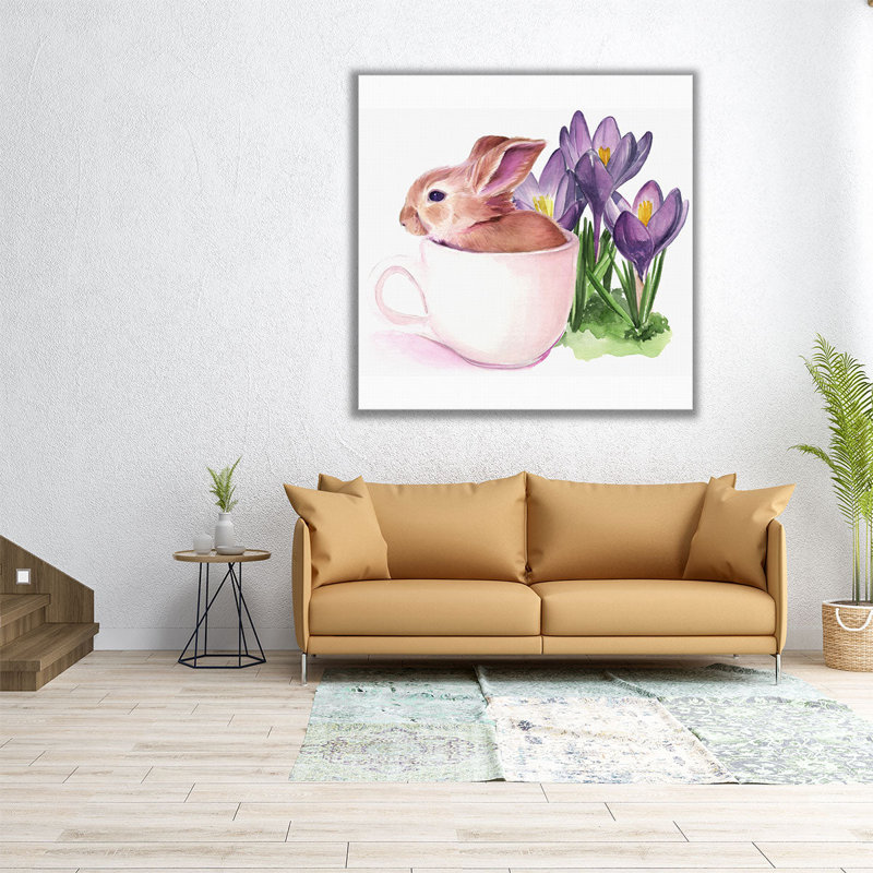 Bunny Crossing I - reproduction d'art sur toile, H 12 po x l 12 po