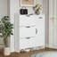 Range-chaussures blanc avec 4 portes et 1 tiroir, grand espace de rangement
