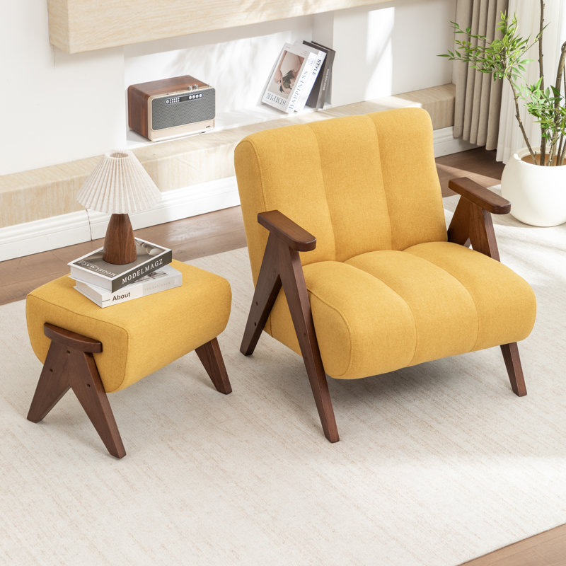 Fauteuil avec repose-pieds Jolanta, Jaune