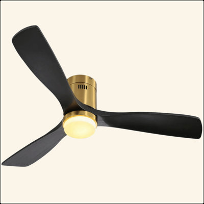 52 Inch Low Profile Ceiling Fan With Remote Control 3 Solid Wood Blades,52 Inches Suitable For Indoor And Outdoor