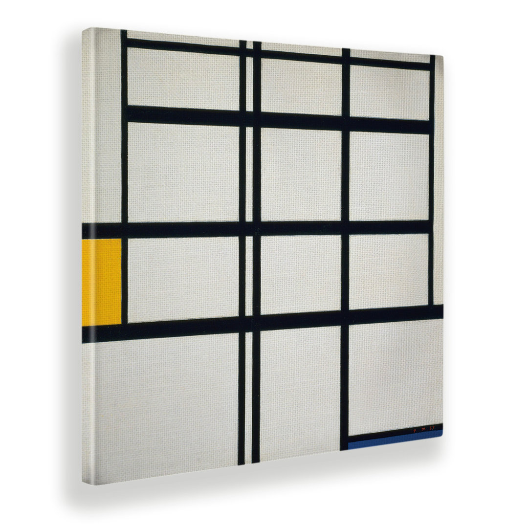 Wandbild Komposition Nr. 5 in Gelb, Blau und Weiß von Piet Mondrian