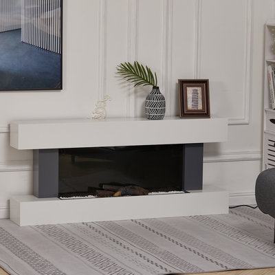 Ivy Bronx 132 cm W White Electric Fireplace with 5120 BTU
