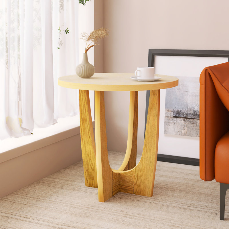 25" Round Wooden Side Table