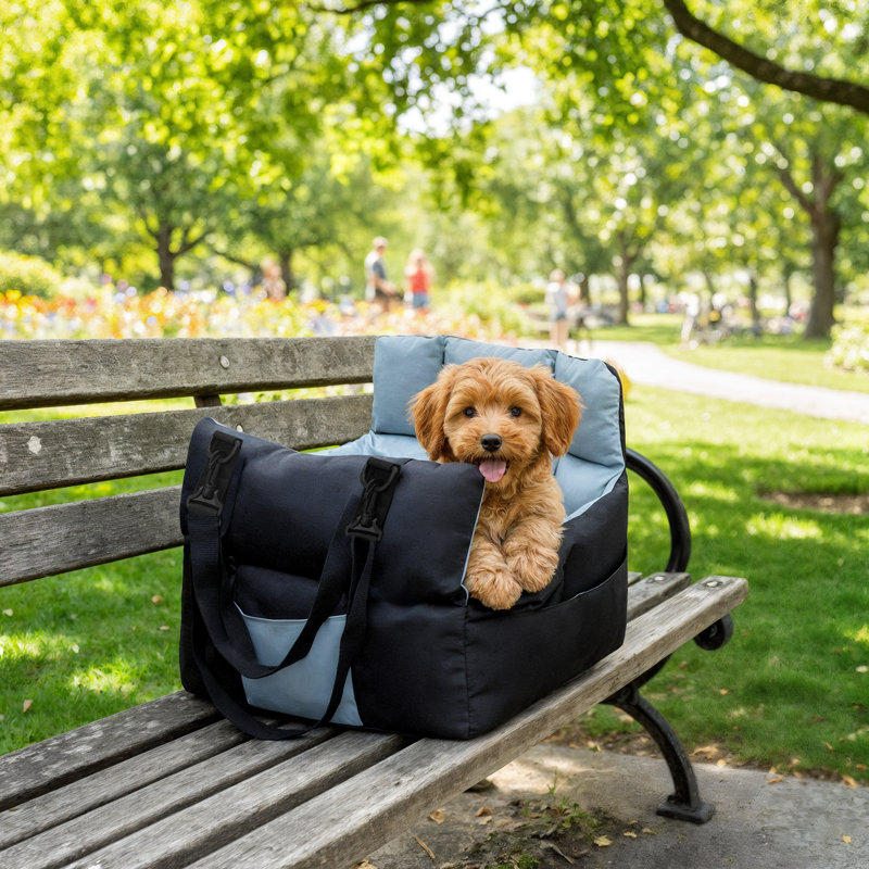 21 Inch Large Soft And Comfortable Pet Car Seat Carrier Dog Travel Bed Seat For Car Front And Back Seat With Safety Straps, Removable Washable Washable Booster Bed