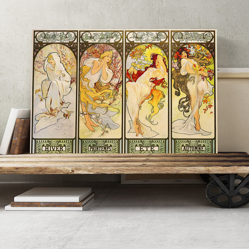 The Four Seasons (1) by Alphonse Mucha - Wrapped Canvas, 35cm H x 50cm W