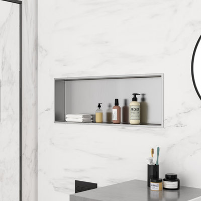 Niche de douche de salle de bain 37 po x 13 po, niche murale rectangulaire en acier inoxydable, nickel brossé