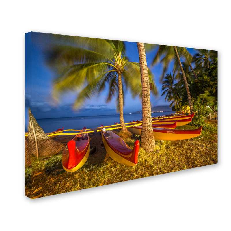 Fabrizzio "Maui Outriggers" par Pierre Leclerc, reproduction de photo sur toile tendue, H 16 po x l 24 po x P 2 po