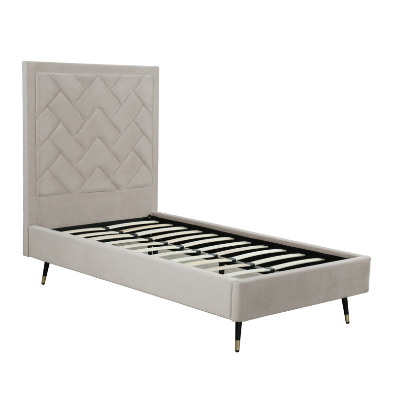 Toshiye Upholstered Platform Bed, Twin, Beige
