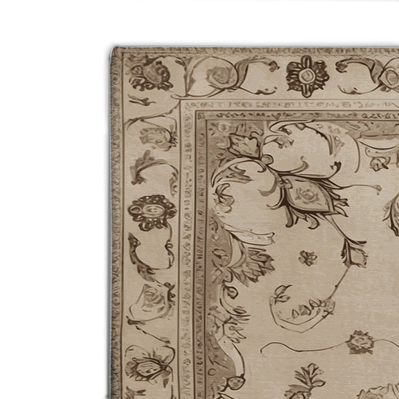 Tabriz Gray Indoor and Outdoor Area Rug, Rectangle 4' x 6'