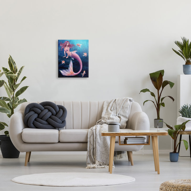 «Aurelia Mermaid In Sea» par Rachel Anderson, reproduction, H 20 po x l 16 po x P 1,5 po