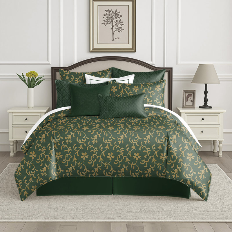 Ensemble de housse de couette Venetian Emerald, Housse de couette très grand californien + 2 taie