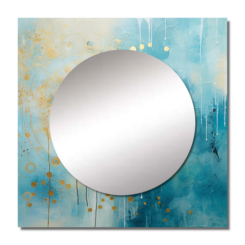 Demasky - Art mural miroir carré abstrait pour salle de bain, 23 po x 23 po