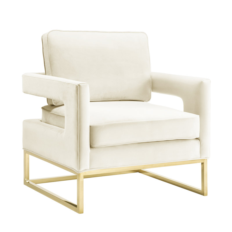 Fauteuil en velours l 33,5 po Isabel, Velours crème