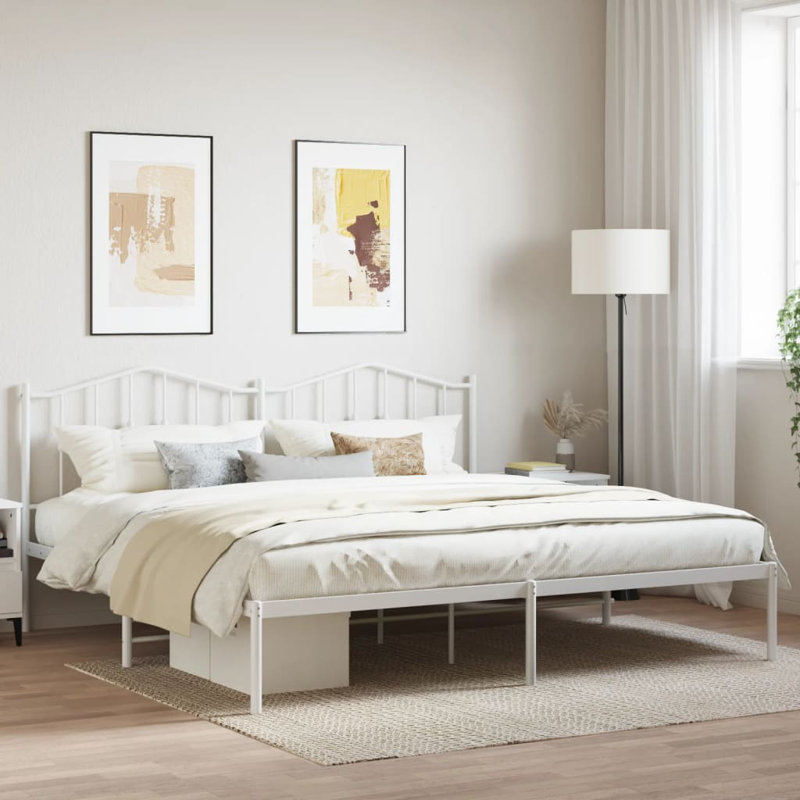 Affton Metal Bed, White, Split King