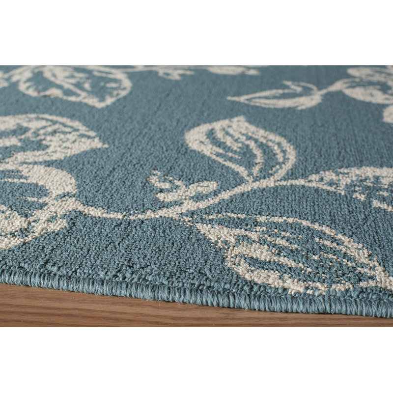 Tapis intérieur/extérieur bleu/ivoire Kofi, Rectangle 1 pi 8 po x 3 pi 7 po