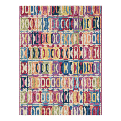Keazia Washable Geometric Indoor / Outdoor Rug