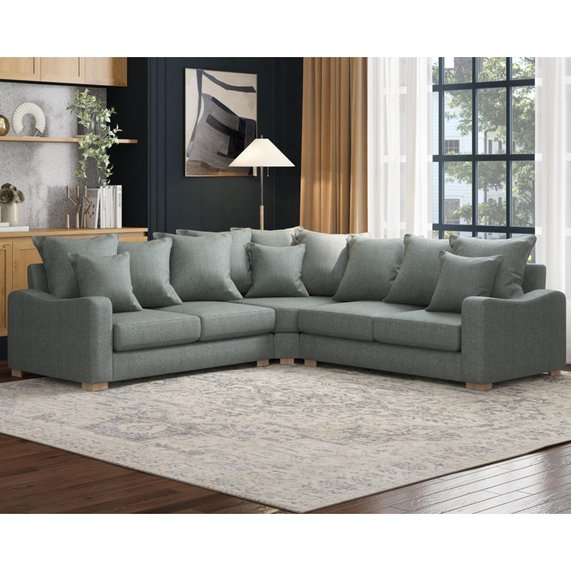 Theadford Corner with two seats both sides, Scatter Back, Royal Blue Polyester