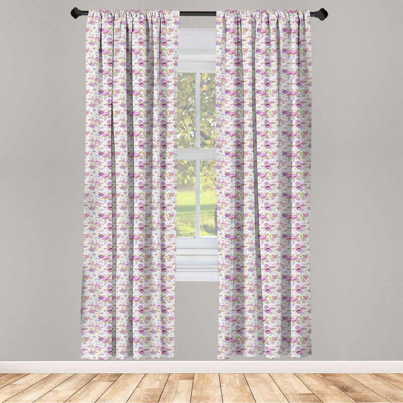 Shabby Floral Semi-Sheer Rod Pocket Curtain Panels, 28" x 63"