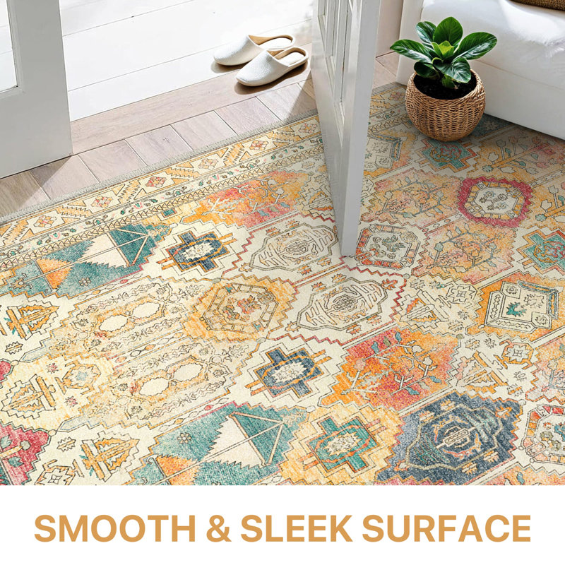 Machine Printed Area Rug, Red/Beige, Runner 80 x 300 cm