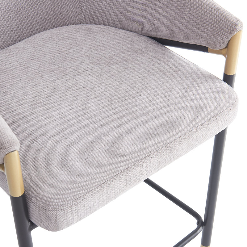 Krisslyn 26” Seat Height Upholstered Counter Stools With Metal Frame, Gray
