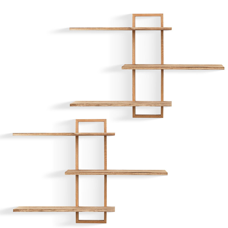 3 Piece Tiered Shelf, Natural Wood