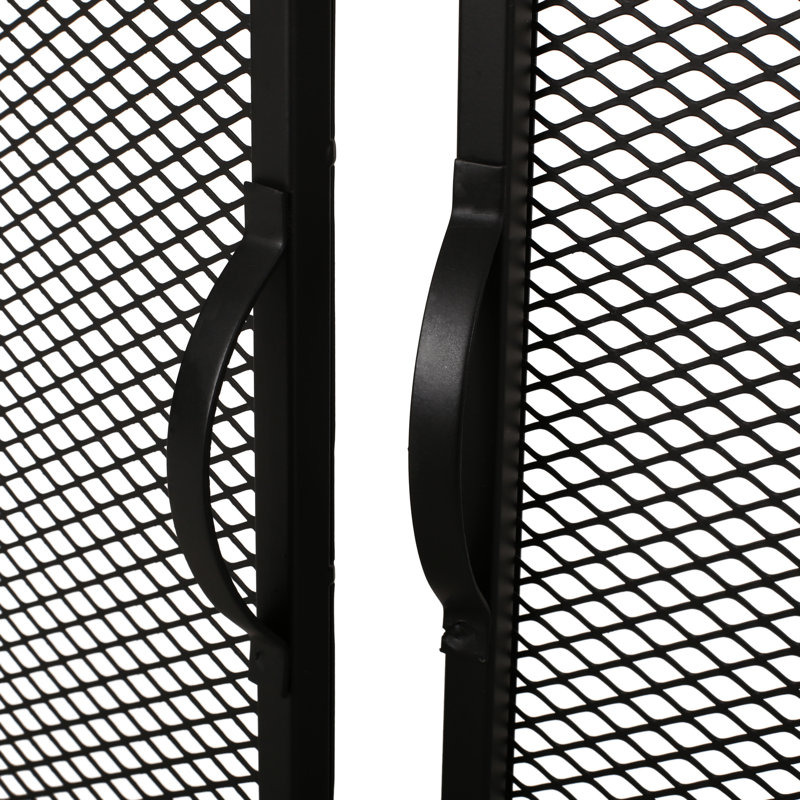 Pare-étincelles en fer noir mat - Risques de blocs de feu de style contemporain H 31,15 po x l 40,88 po