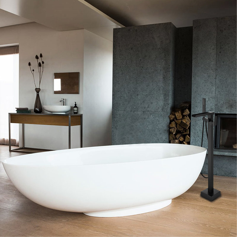 Matte Black Bathtub Faucet With Hand Shower - Lever Handle, Stainless Steel Hose, Rust & Corrosion Resistance Modern Shower, Waterfall Spout, Material