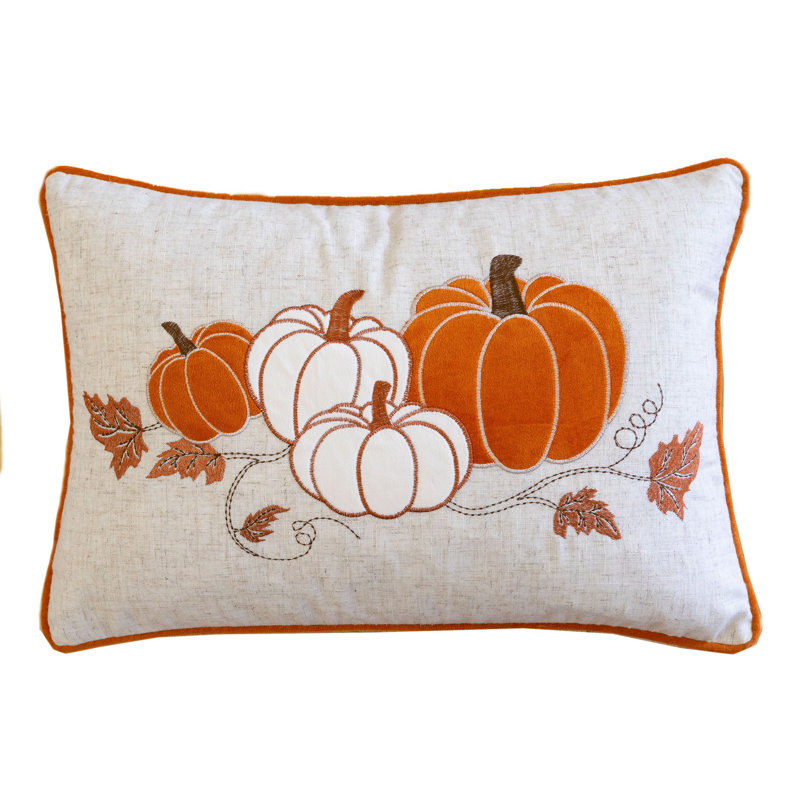 No Decorative Addition Cotton Throw Pillow, Orange/White