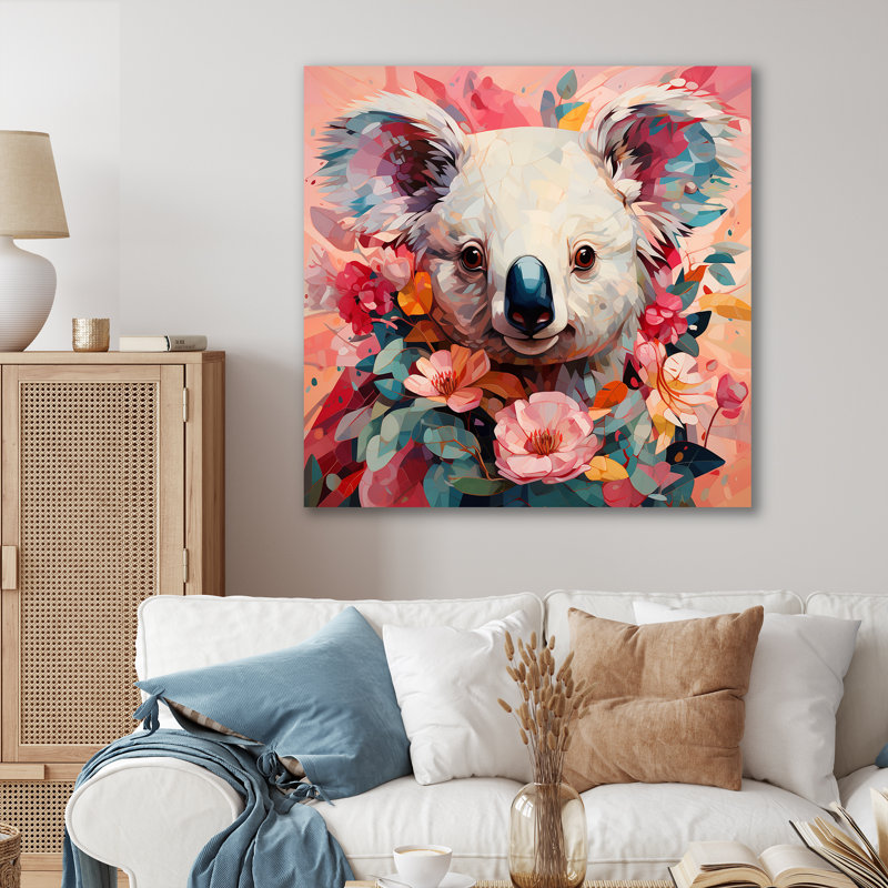 Art floral mural Koala I - Koala, Toile tendue, H 36 po x l 36 po x P 1,5 po
