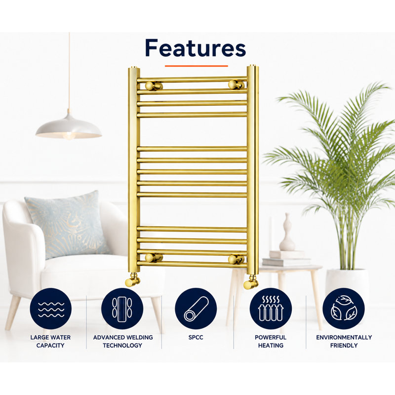 Heated Towel Rail 77cm x 50cm, Gold