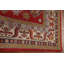 Tapis rouge / beige en laine noué à la main de conception unique 6 pi 6 po x 9 pi 7 po New Age