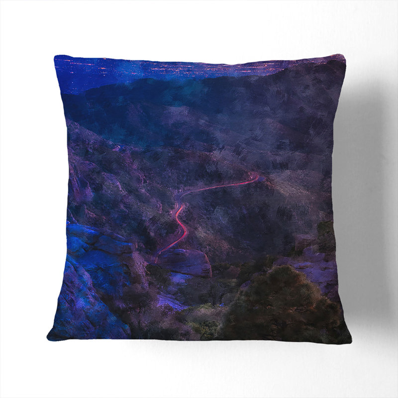 Road To The Mountains In Arizona Square Throw Cushion, Black, 40cm H x 40cm W x 15cm D