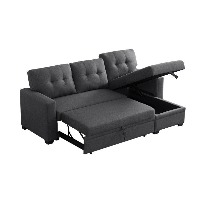 Canapé modulaire escamotable avec rangement, Gris foncé