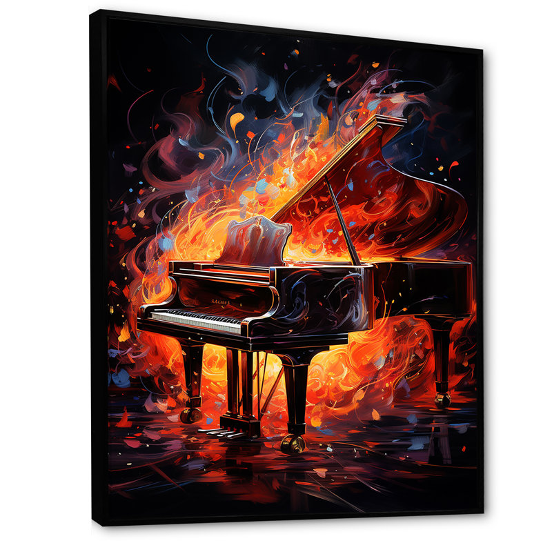 «Red Piano», reproduction d'art sur toile, Cadre flottant noir, H 44 po x l 34 po