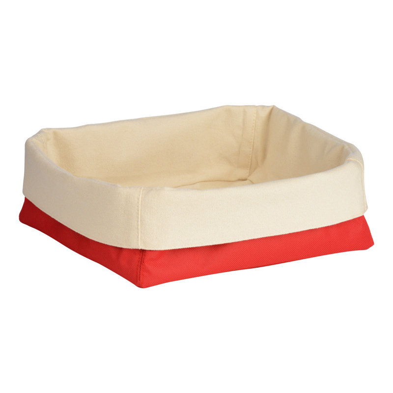 Symple Stuff Fabric Bread Basket, Red/Cream