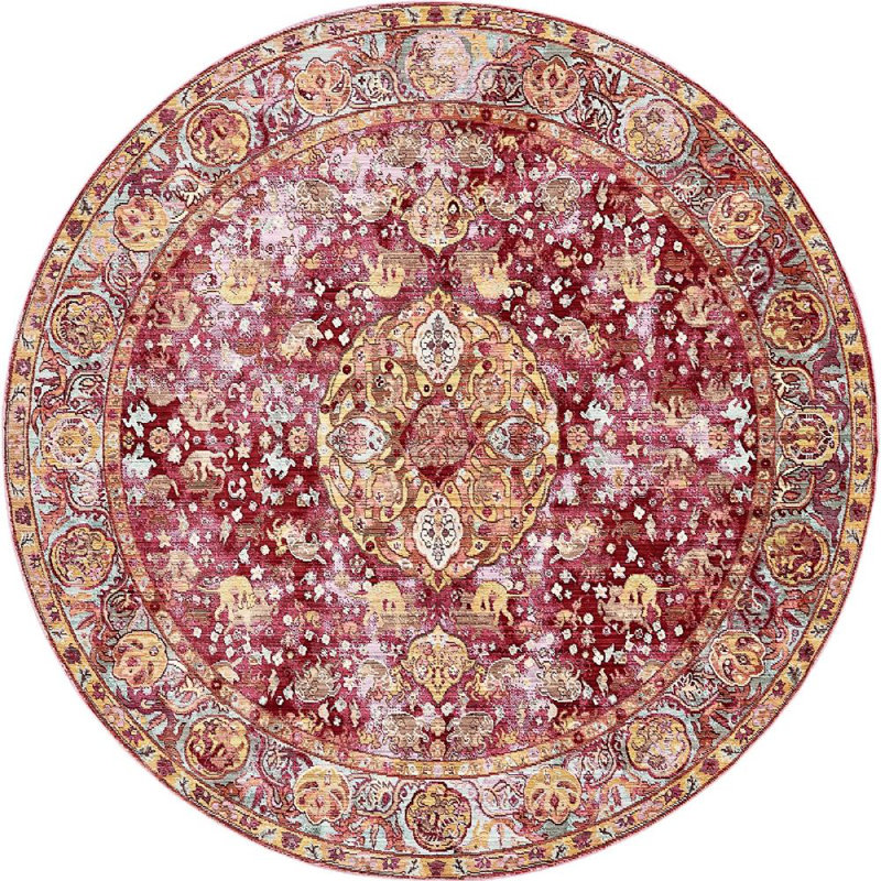 Tapis rouge de style sud-ouest Donminique, Rond 8 pi