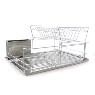 LANOVED Dish Drying Rack Over Sink Adjustable (25.6-33.5),2 Tier Stainless Steel Length Expandable Kitchen Dish Rack,Large Dish Rack Drainer for Kitchen