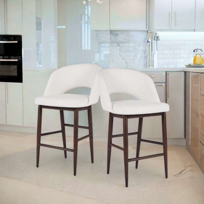 Tabouret de comptoir Brada, Blanc / Blanc