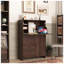 Armoire de bureau pliable en noyer avec tiroirs et tablettes de rangement - Organisateur de bureau à domicile peu encombrant