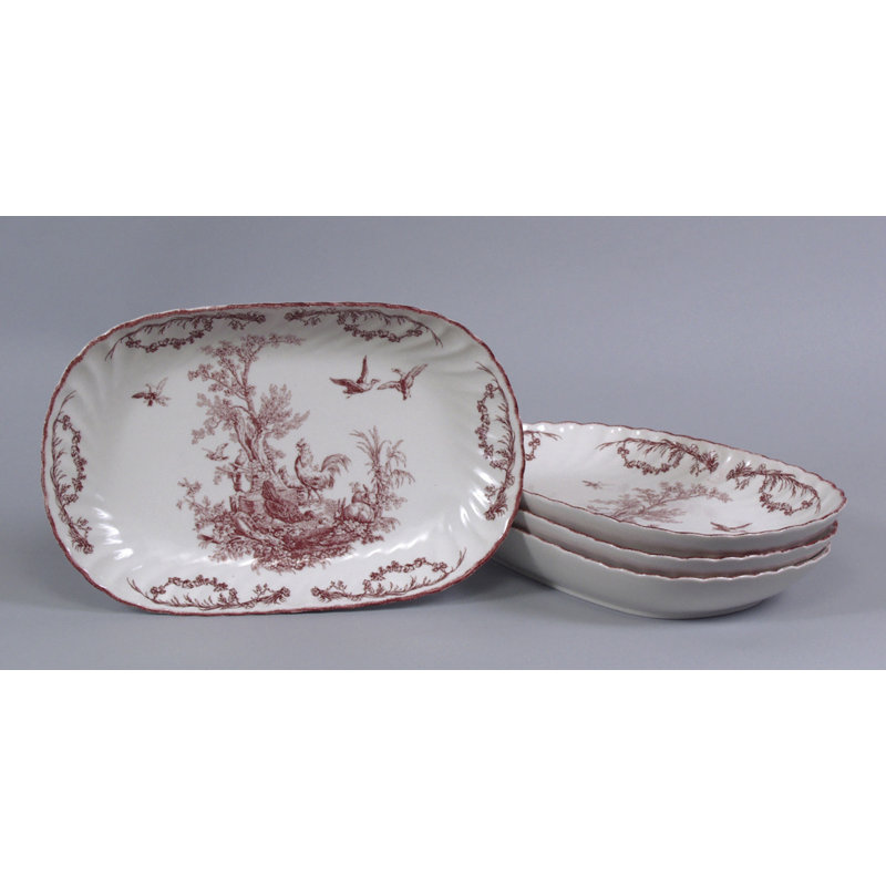 Plateau ovale Crawford, Rouge / Blanc