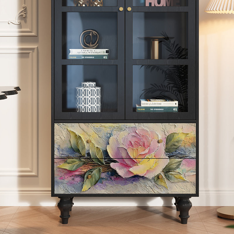 Vitrine en bois massif Floral