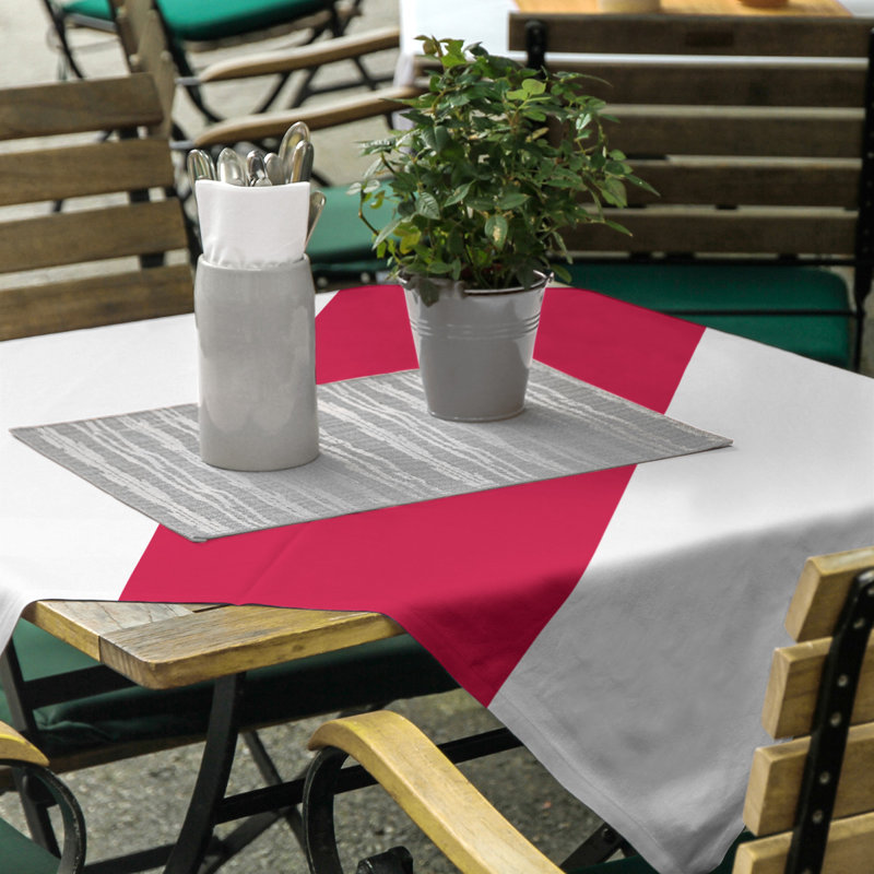Mississippi Rebellion Striped Cotton Blend Tablecloth, White/Red/White
