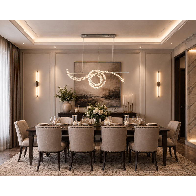 Lustre transitionnel en cristal 2 lumières