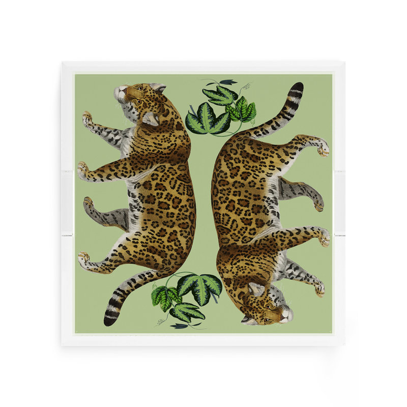 Leopard Seeing Double Acrylic Square Decorative Tray, 12"W x 12"D x 2"H, Avocado